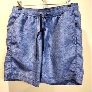 Onia Men's Blue Patterned Drawstring Bathing Shorts Size S